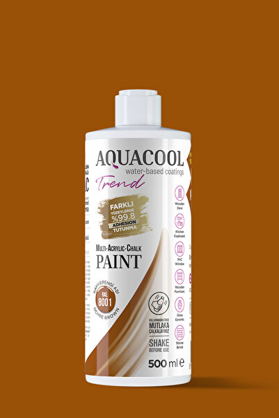 Aquacool Trend Su Bazlı Hibrit Kapı, Dolap, Fayans, Mobilya Boyası Ral 8001 Kahverengi Aşı 500ml