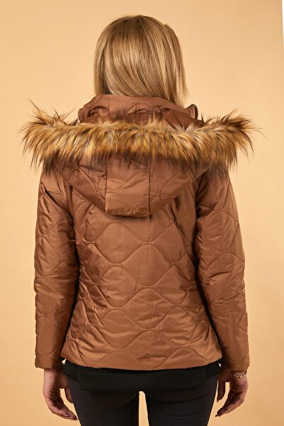 Modamihram Κοντό καπιτονέ μπουφάν καφέ 12256