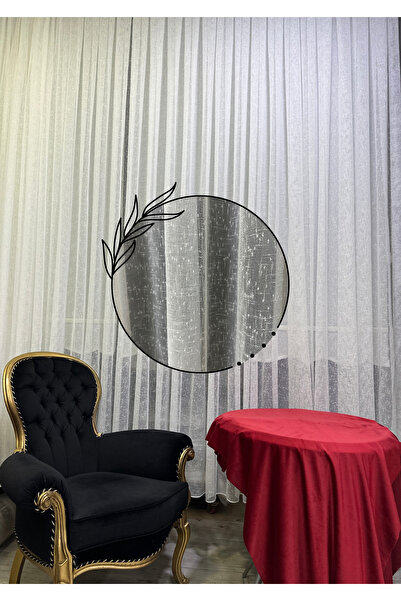 ilya Tül | Keten Görünüm | Beyaz | 1 X 2,5 Pileli | Kornişli | Tek Parça | Hazır