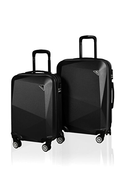 POLO&SKY Elmas Model Siyah Renk 2'li Valiz Seti (kabin+orta)