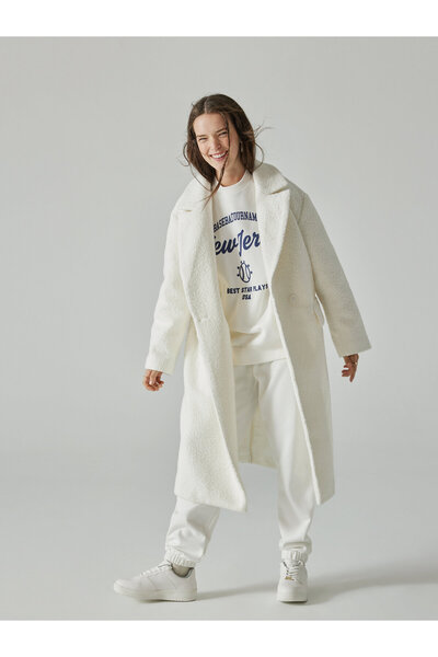 LC Waikiki Obyčejný ražený dámský kabát - bundový límec