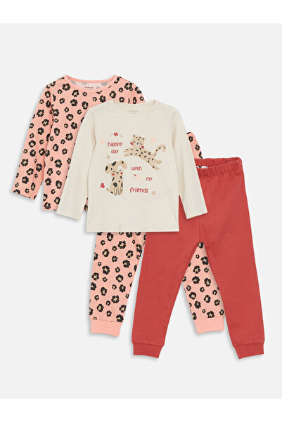 LC Waikiki Crew Neck Long Sleeve Baby Girl Pajama Set 2 Pieces