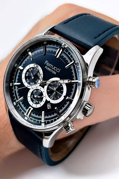 Ferrucci Function FCF.13085FK.04 Multi-Function Leather Men's Wristwatch