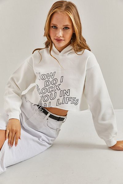 Bianco Lucci Γυναικεία φούτερ Crop με στάμπα Letter