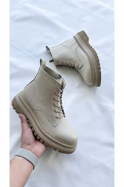 Deripabuc Genuine Leather Beige Women's Leather Boots Trc-216574