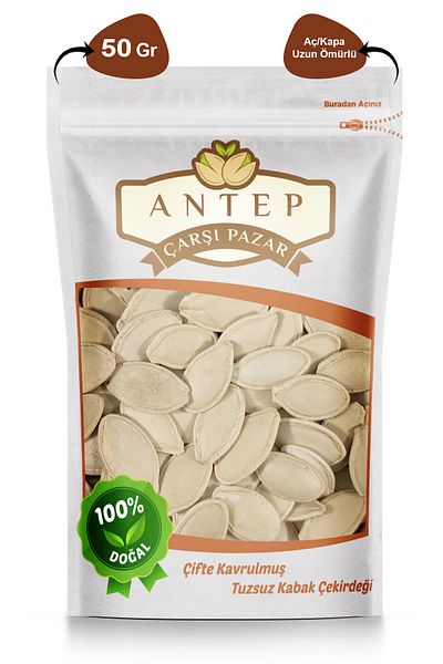 Antep Çarşı Pazar Salt-Free Pumpkin Seeds 50 Gr| Double Roasted Salted Pumpkin Seeds 50 Gr