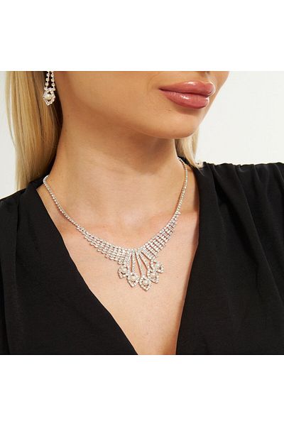 Flaner Paris Aksesuar Pearl stone choker necklace and earring set