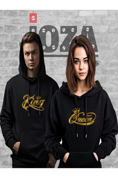 Joza Outdoors Women Men Unisex King Queen Printed Lover Combination Design Hooded Sweatshirt 2 Piece Set
