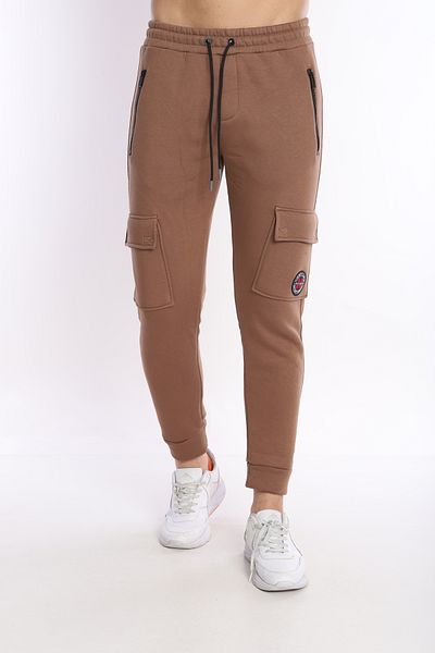 NEED LİFE Men's Light Brown Winter Cargo Pocket Sweatpants