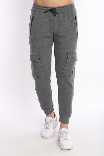 NEED LİFE Men's Gray Winter Cargo Pocket Sweatpants