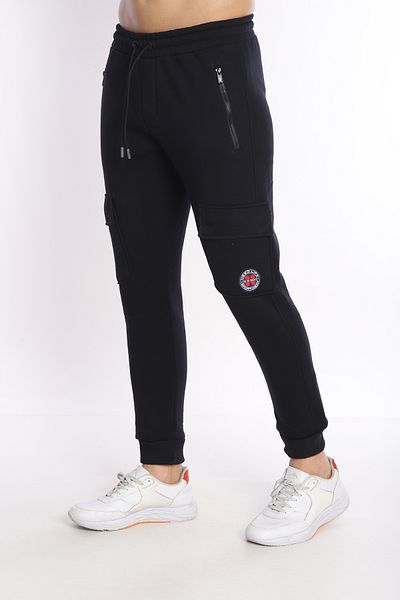 NEED LİFE Men's Navy Blue Winter Cargo Pocket Sweatpants