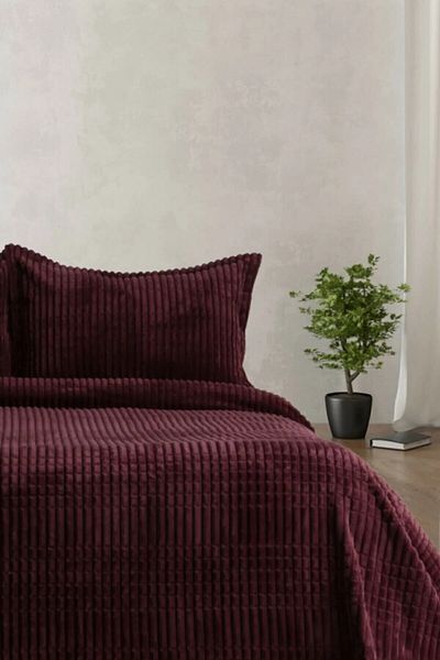 ETE HOMETEX Golden Home Modern Line 3 Pieces Blanket And Bedspread Set Cherry Double 8696474231359