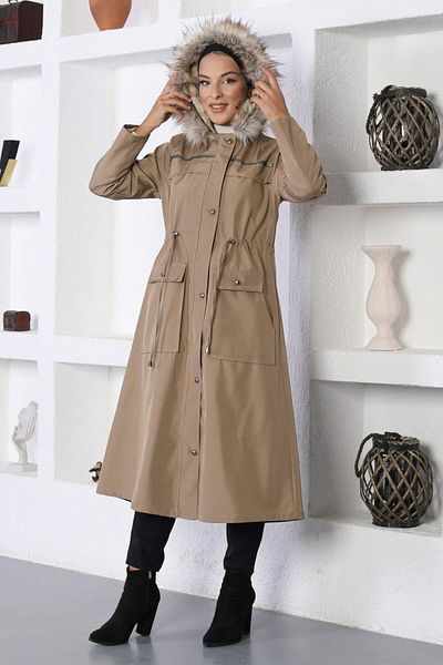 Modamihram Mink Coat - Stripe Detailed, Mi̇H10360