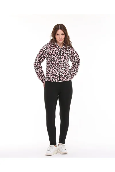 BW TEKSTİL HOODED ZIPPERED LEOPARD PATTERN THREE THREAD BARDEN TRACKTOP, JACKET