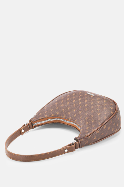 Housebags Women's Logo Patterned Brown Oval Shoulder Bag 240