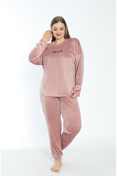 Estiva Women's Winter Soft Velvet Large Size Pajama Set