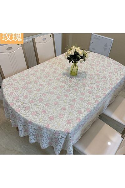Blue Home Meiwa Lux Lace Look PVC acoperit transparent rezistent la pete fata de masa anti-alunecare - flori roz 11