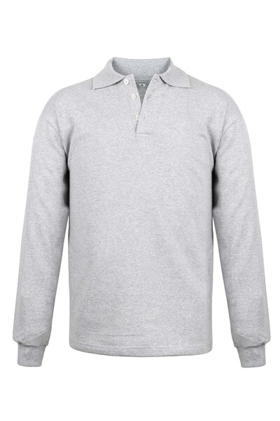 SAFEMOD Двуслойна блуза с поло яка, сива, с дълги ръкави