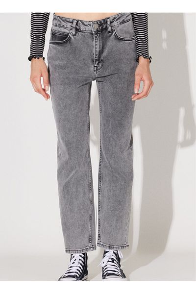 Lee High Waist Straight Leg Regular Fit Gray Women's Denim Trousers L30UQBE20-Grey