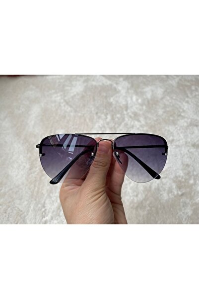 DZC KUZENLER AVM Siyah Unisex Yarım Çerçeveli Metal Güneş Gözlüğü