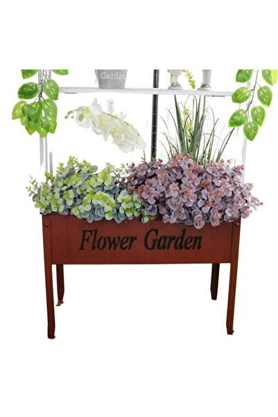 T.Concept Decorative Metal Flower Pot with Wooden Shelf - Garden Decor 205*72
