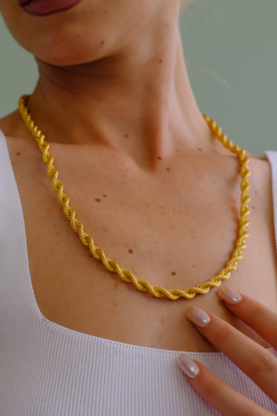 Cahit Efendi Türk Kahvesi Halat Altın Zincir Kolye