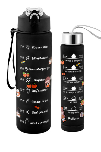 Comprox 3-Piece Motivational Water Bottle - 2 Liter + 750 ml + 300 ml Baby Sports Flask