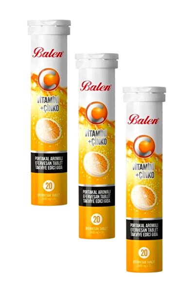 Balen Vitamin C and Zinc Orange Flavored Effervescent - 20 Tablets X 3 Pieces