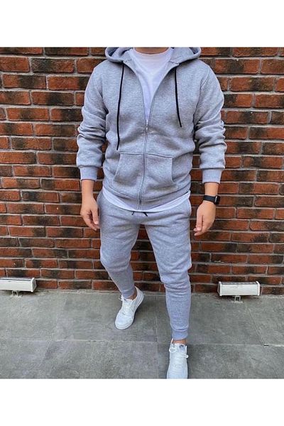 Fifty Color 2-Piece Gray Jacket and Gray Tracksuit Bottom Set