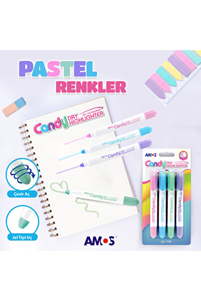 Amos Dry Highlighter - Highlighter Gel Pen - Pastel Pink