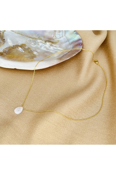 RM Bijuteri Zarif Damla Taş Gold Kolye