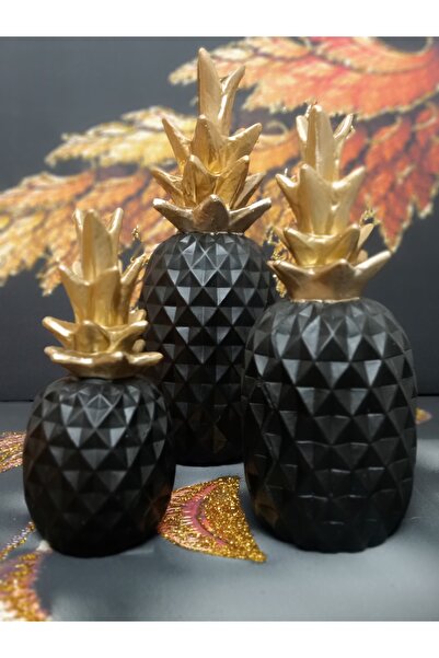 ramse hediyelik eşya 3'lü ananas biblo set polyester dekoratif
