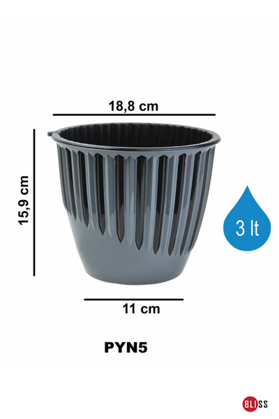 Bliss 2 Adet 3 lt Plastik Dekoratif Gök Mavi Renk Piyano Saksı