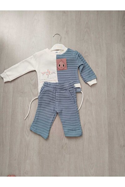 Bebe Mavi Beyaz Bebek Alt Üst Takım