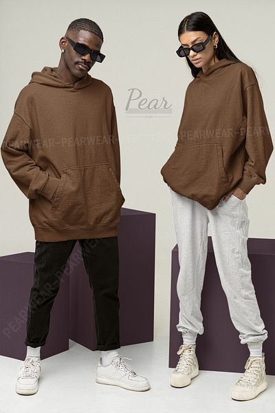 Pear Wear Unisex 3 Thread Raised Lover Suit Oversize φούτερ με κουκούλα