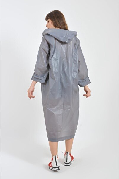 SARFEX Unisex Gray Water Windproof Raincoat Hooded