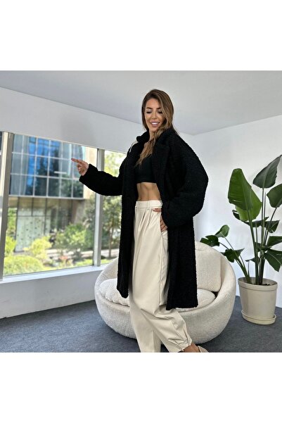 Ekim Store Μακρύ παλτό με επένδυση και κουμπιά Teddy