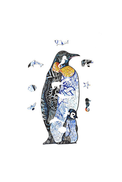 WoodSpan Penguen Ailesi Figürlü Ahşap Yapboz - Konsept Tasarım Puzzle