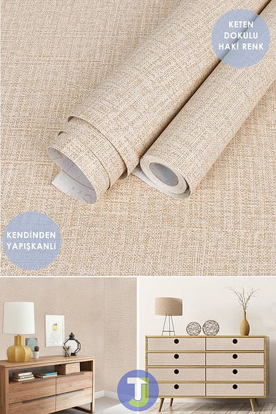 Technojet Self Adhesive Linen Look Kitchen Bathroom Countertop Wall Cabinet Table Covering 60X100cm