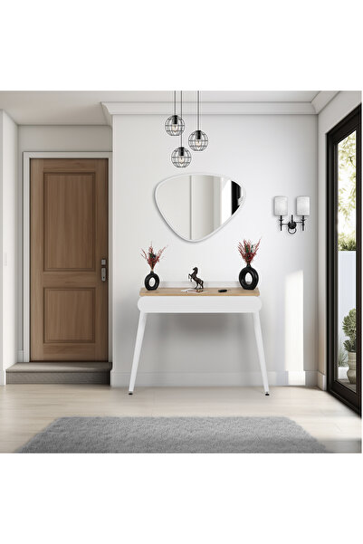 FLORADESİGN Flora Aisa Meşe (90X32 CM) Dresuar / Aynalı Dresuar / Çekmecelidresuar /antre Dresuar