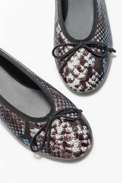 Elle Shoes Leather Women's Ballerinas - Navy Blue