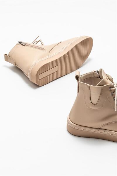 Elle Shoes Bej Deri Kadın Spor Bot