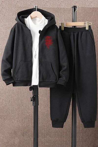 ciwi&life Unisex 2ip Knitted Fabric Dragon Tracksuit Set