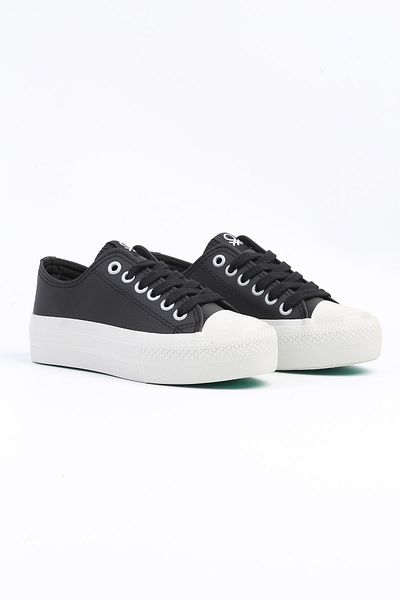 Benetton High Sole BN-31124 Black Gray Women's Sports Shoes