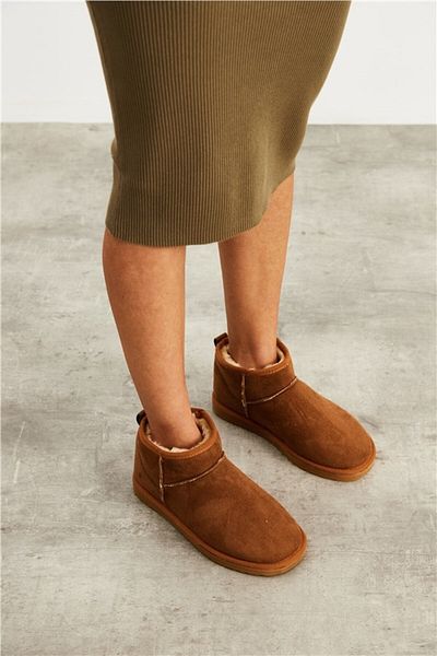 İncim Tan Flat Sole Suede Fur Inside Sabo Γυναικείες Μπότες