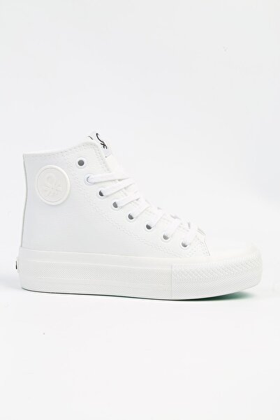 Benetton BN-31130 Beyaz Bilekli Kadın Spor Ayakkabı