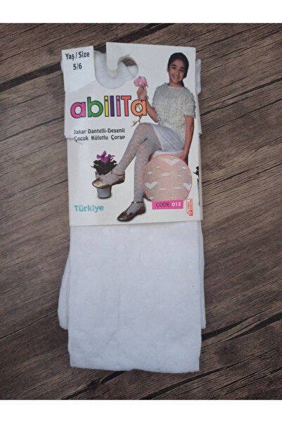 ABİLİTA Jakar dantelli desenli çocuk külotlu çorap