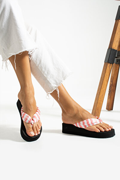 Bermody Bella Platfrom Red Chiffon Puff Fabric Does Not Hurt Flip Flops Beach Slippers