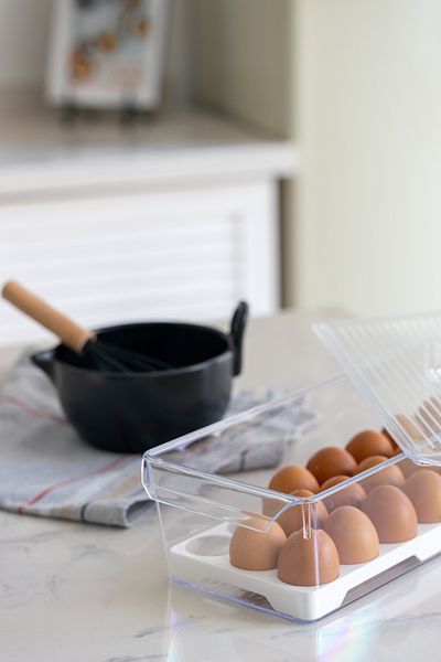 simplicity 2 Pieces Midi Size Egg Holder Refrigerator Organizer with Base
