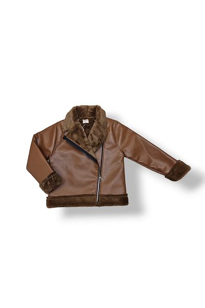 Biberon Çocuk Giyim Faux leather jacket with net fur 7/14